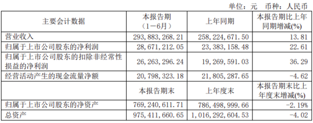 新宏泰:上半年凈利2867.12萬(wàn) 同比增長(zhǎng)22.61%